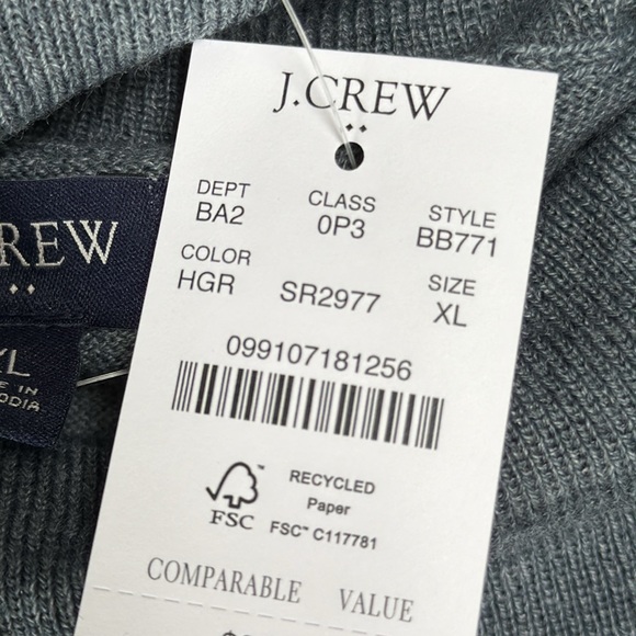 J.Crew men's dark gray turtleneck roll neck sweater, Merino wool, size XL - Picture 10 of 10